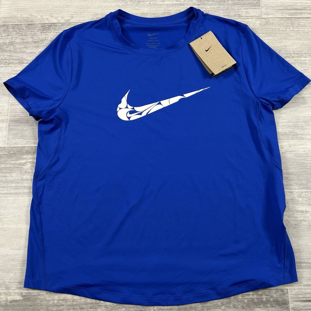 Nike One Swoosh Women's Medium Dri-FIT Short-Sleeve‎ Running Top Blue FN2618-405